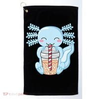 Cute Blue Axolotl Bubble Tea Kawaii Axolotls Golf Towel thumb 0