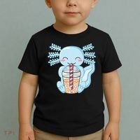 Cute Blue Axolotl Bubble Tea Kawaii Axolotls Toddler T-Shirt thumb 2