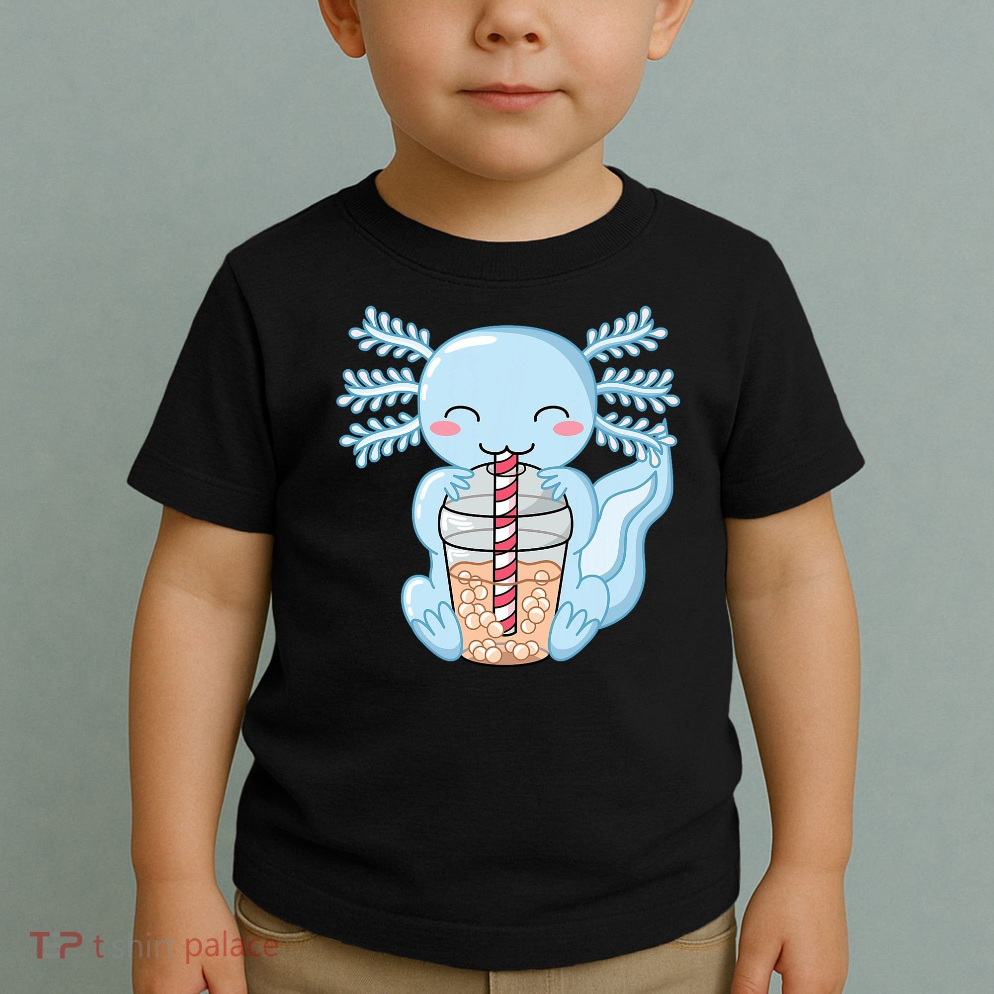 Cute Blue Axolotl Bubble Tea Kawaii Axolotls Toddler T-Shirt