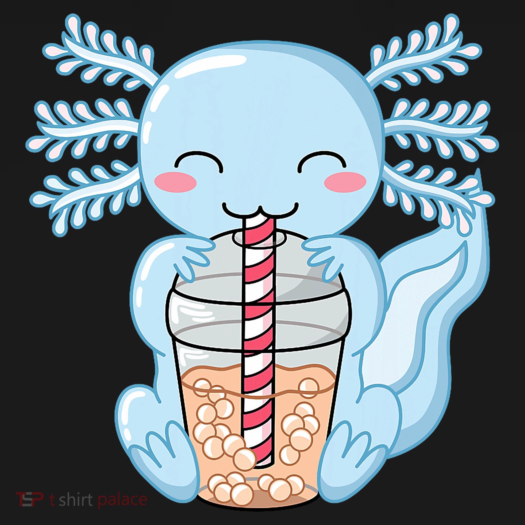 Cute Blue Axolotl Bubble Tea Kawaii Axolotls Visor