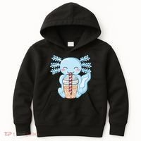 Cute Blue Axolotl Bubble Tea Kawaii Axolotls Kids Hoodie thumb 0