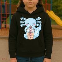 Cute Blue Axolotl Bubble Tea Kawaii Axolotls Kids Hoodie thumb 3