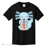 Cute Blue Axolotl Bubble Tea Kawaii Axolotls Kids T-Shirt thumb 0