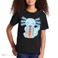 Cute Blue Axolotl Bubble Tea Kawaii Axolotls Kids T-Shirt thumb 2
