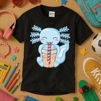 Cute Blue Axolotl Bubble Tea Kawaii Axolotls Kids T-Shirt thumb 3