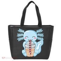 Cute Blue Axolotl Bubble Tea Kawaii Axolotls Tote Bag thumb 0