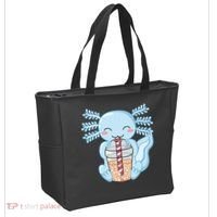 Cute Blue Axolotl Bubble Tea Kawaii Axolotls Tote Bag thumb 2