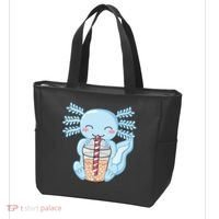 Cute Blue Axolotl Bubble Tea Kawaii Axolotls Tote Bag thumb 3