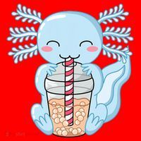 Cute Blue Axolotl Bubble Tea Kawaii Axolotls Santa Hat thumb 1