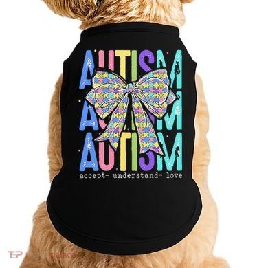 Cute Bow Autism Accept Understand Love Autism Awareness Doggie Tank