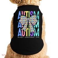Cute Bow Autism Accept Understand Love Autism Awareness Doggie Tank thumb 0