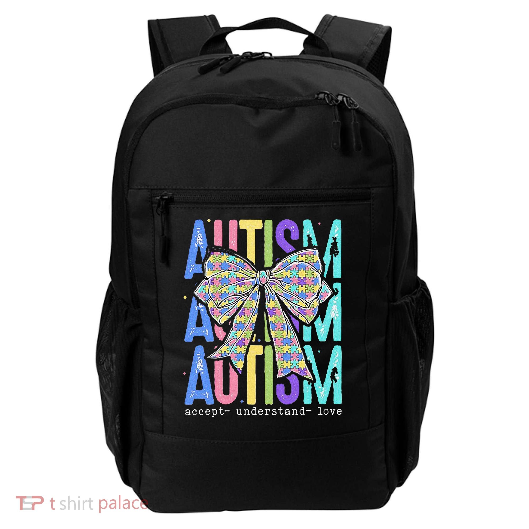 Cute Bow Autism Accept Understand Love Autism Awareness Backpack