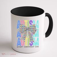 Cute Bow Autism Accept Understand Love Autism Awareness Coffee Mug thumb 1