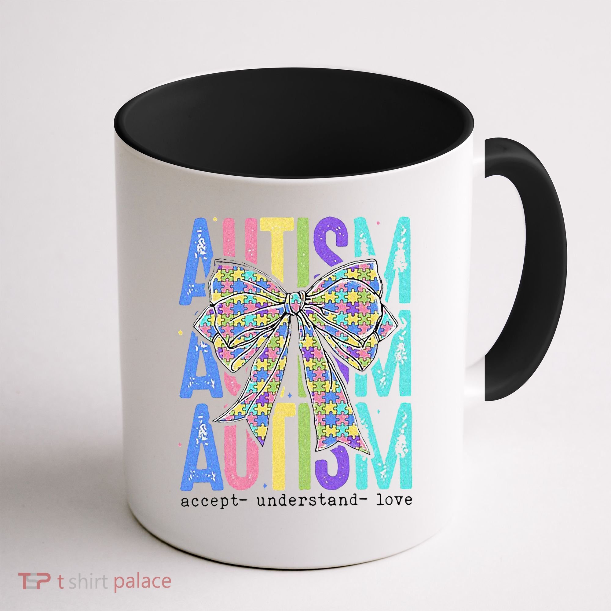 Cute Bow Autism Accept Understand Love Autism Awareness Coffee Mug