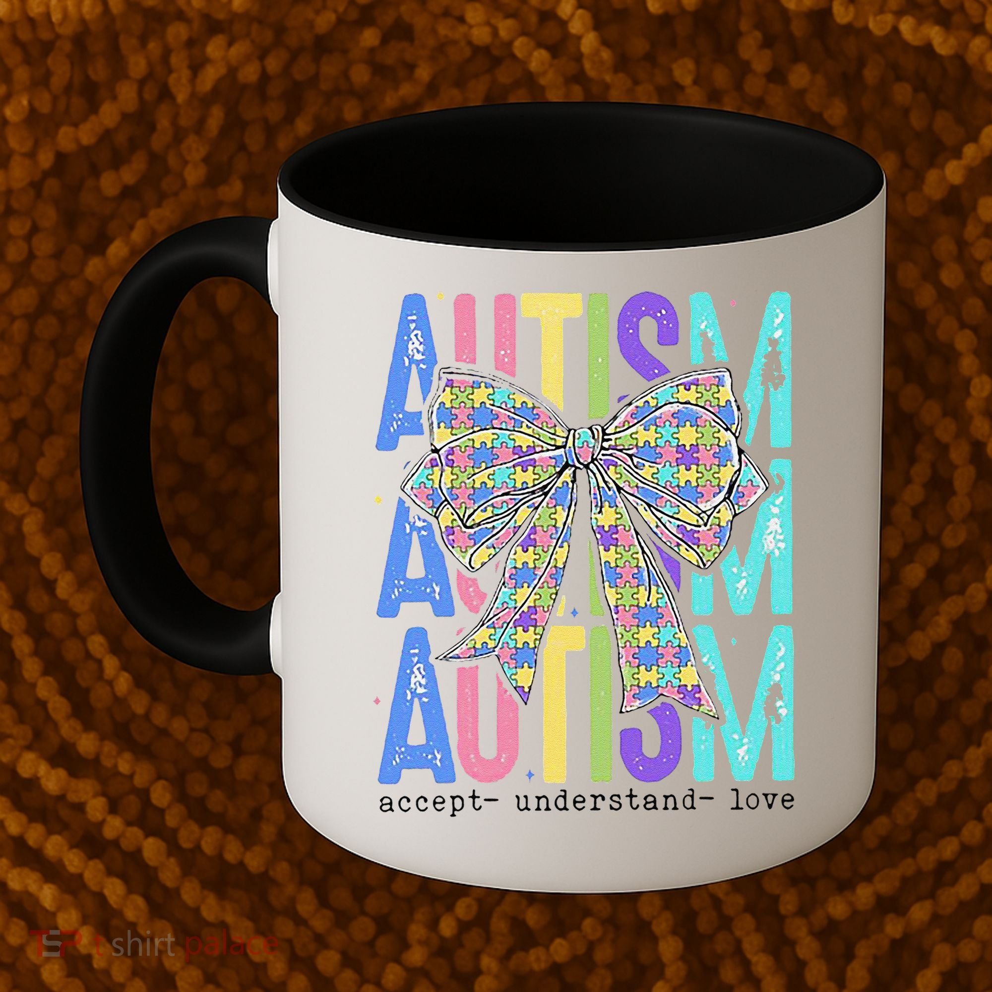 Cute Bow Autism Accept Understand Love Autism Awareness Coffee Mug
