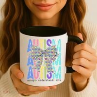 Cute Bow Autism Accept Understand Love Autism Awareness Coffee Mug thumb 3