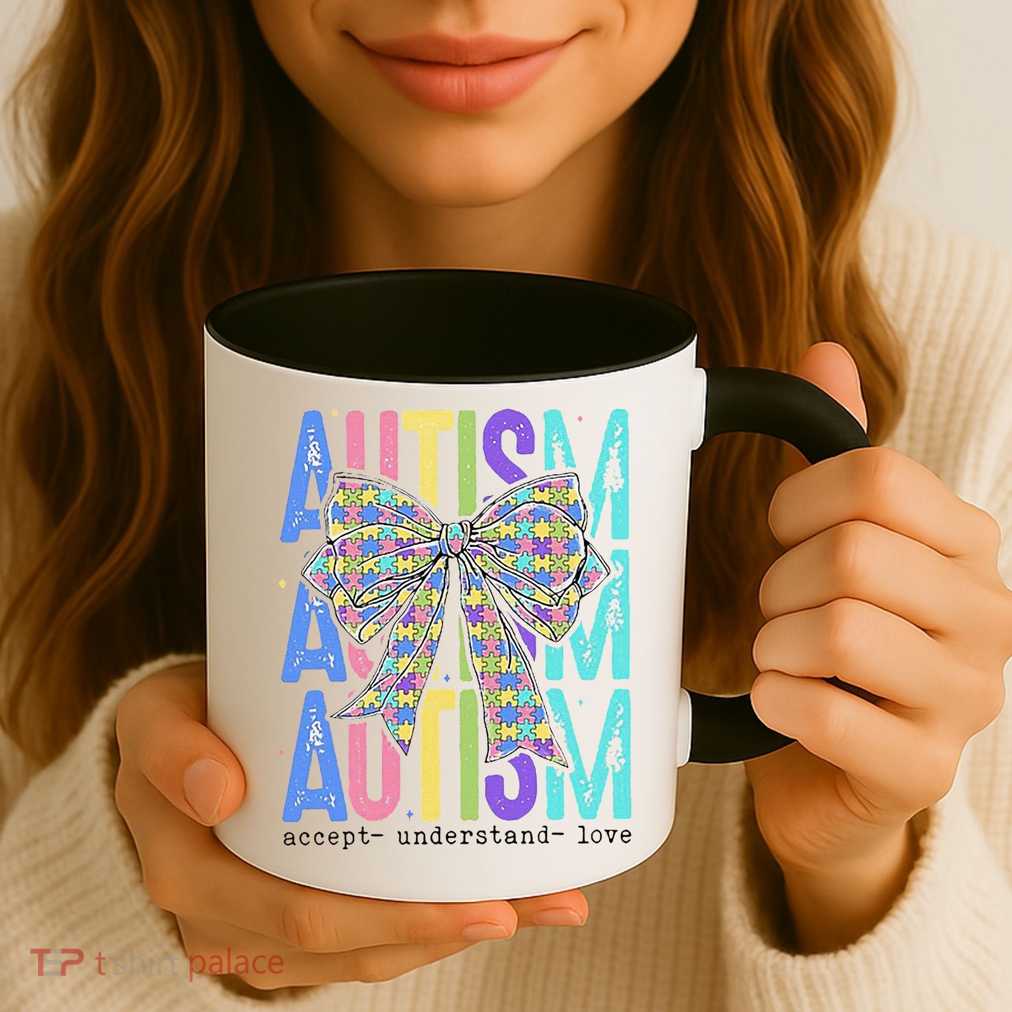 Cute Bow Autism Accept Understand Love Autism Awareness Coffee Mug