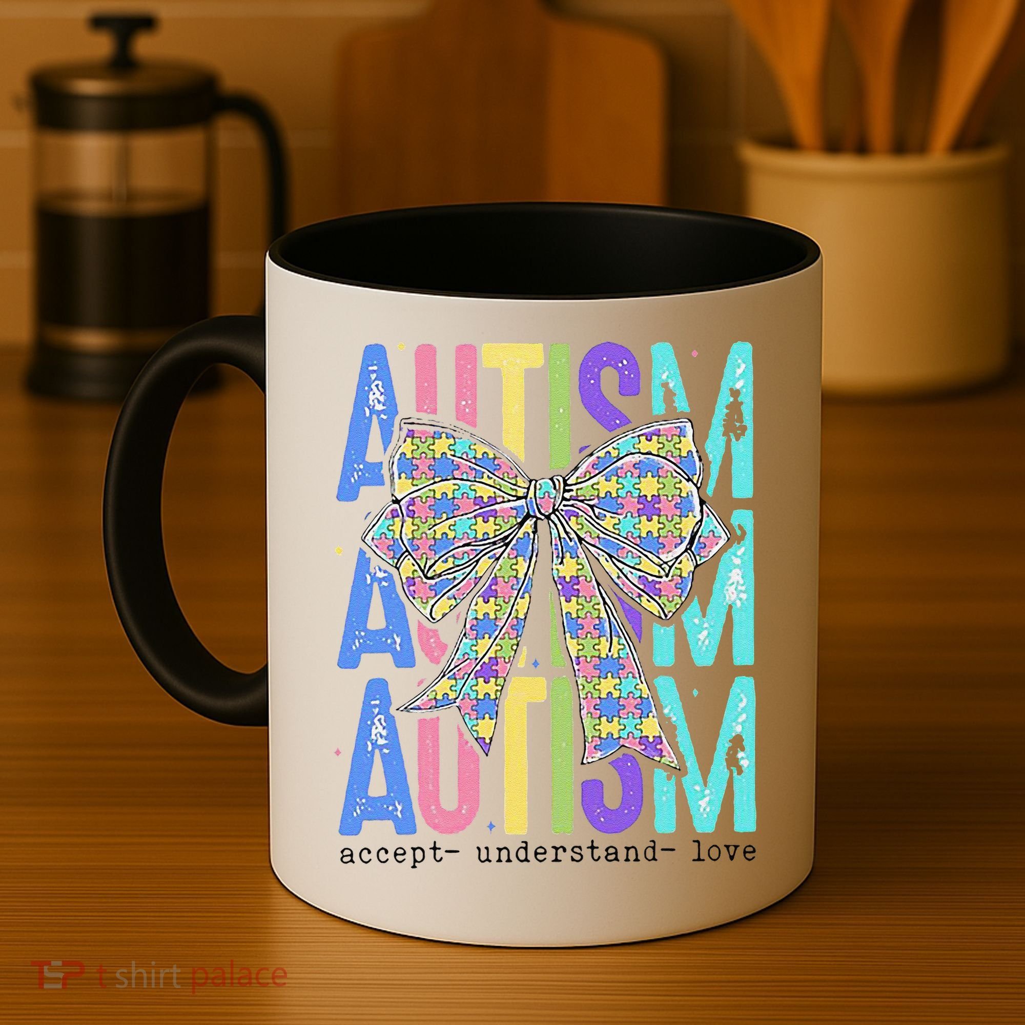 Cute Bow Autism Accept Understand Love Autism Awareness Coffee Mug