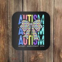 Cute Bow Autism Accept Understand Love Autism Awareness Coaster thumb 0