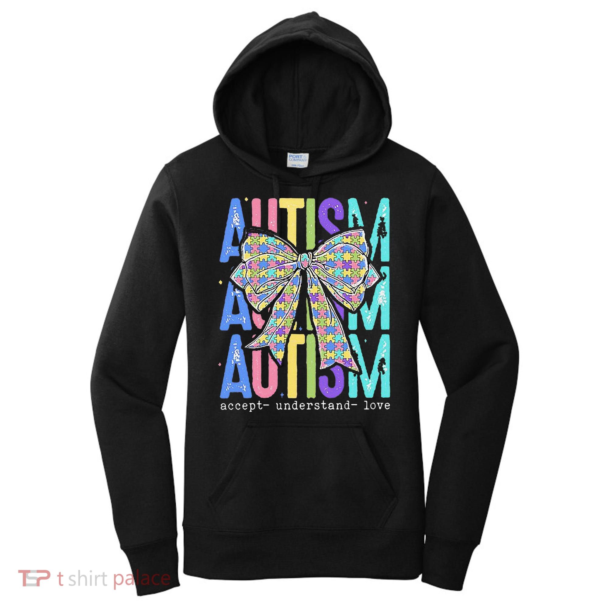 Cute Bow Autism Accept Understand Love Autism Awareness Women's Hoodie