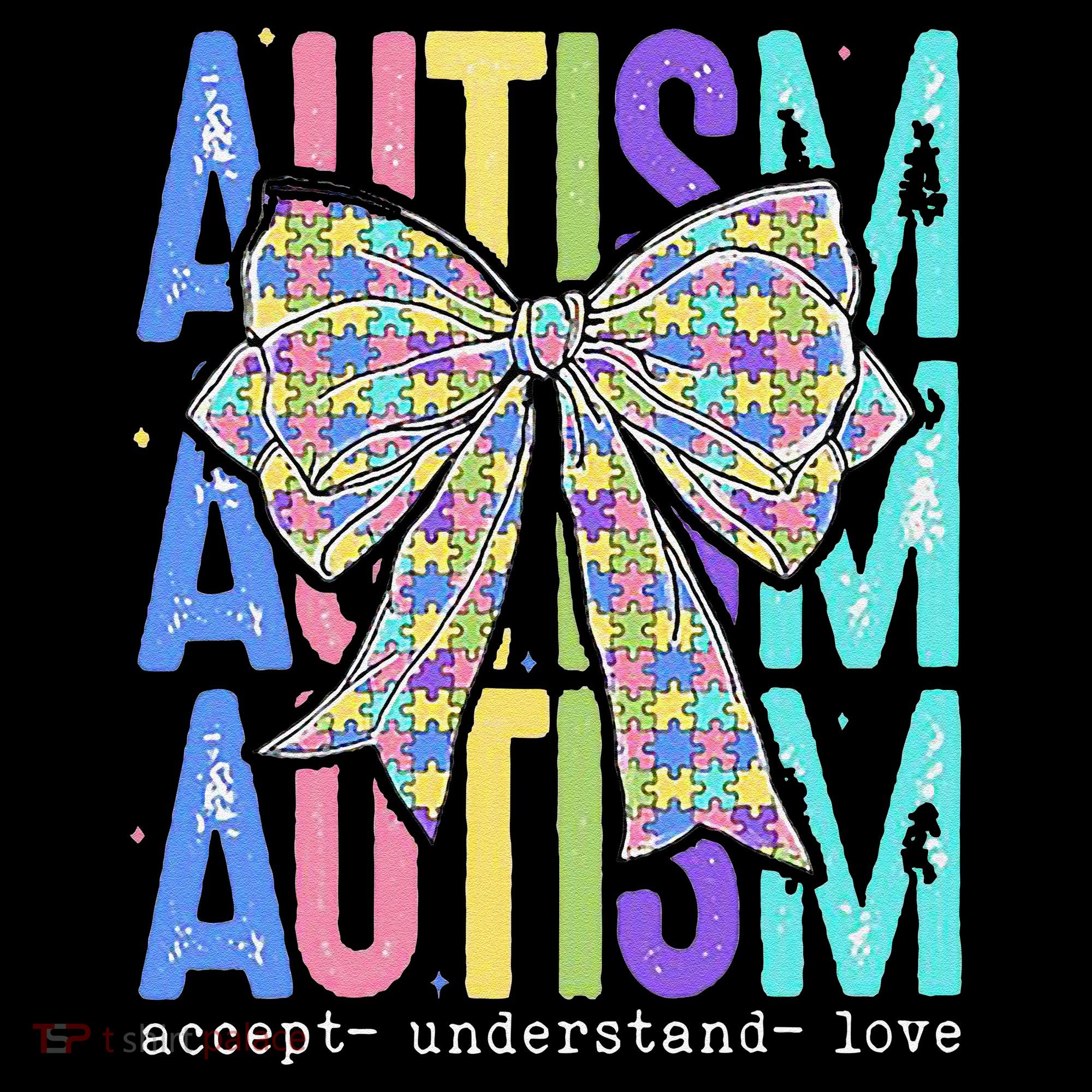 Cute Bow Autism Accept Understand Love Autism Awareness Women's Hoodie