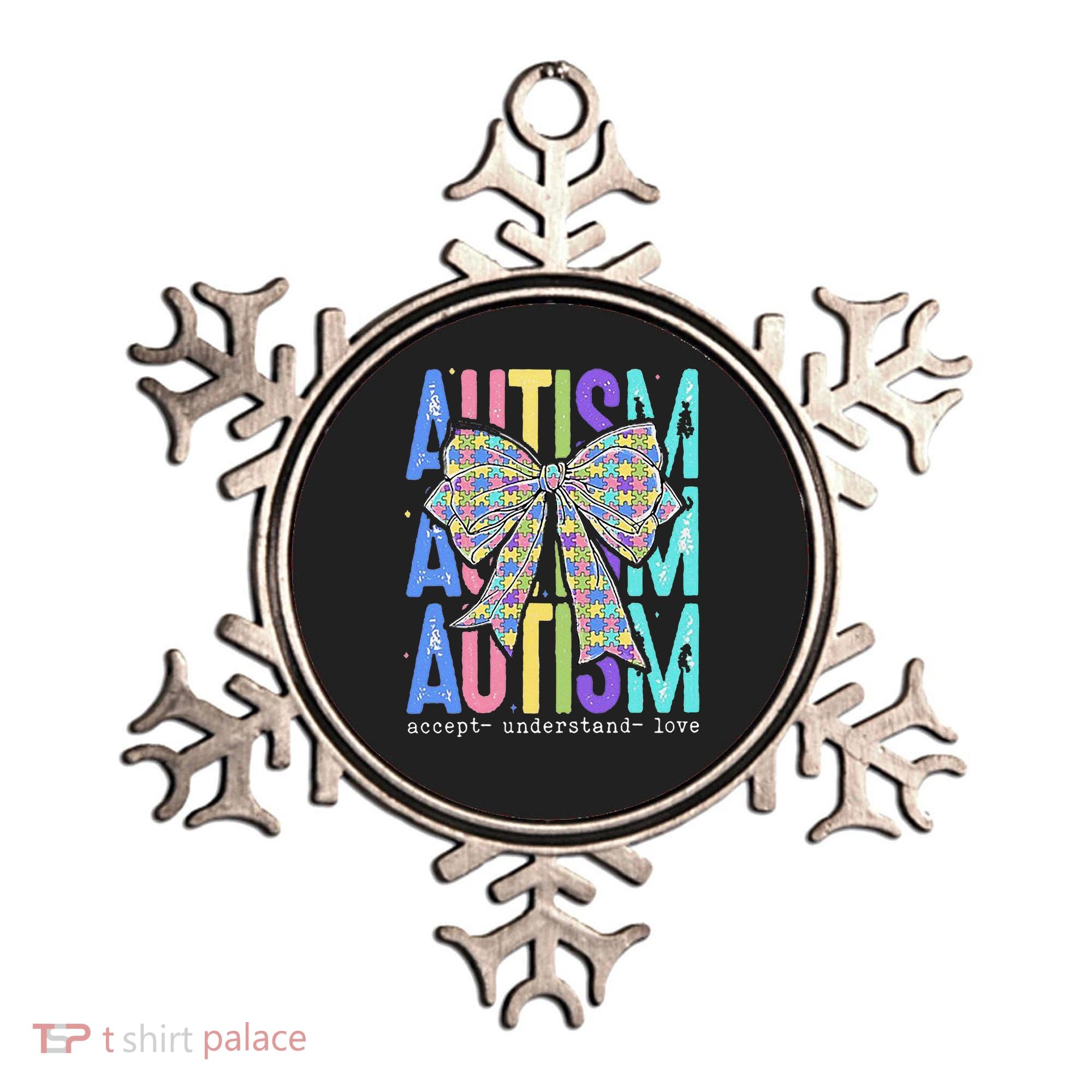Cute Bow Autism Accept Understand Love Autism Awareness Ornament