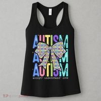 Cute Bow Autism Accept Understand Love Autism Awareness Women's Tank Top thumb 3