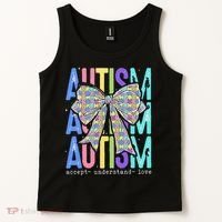 Cute Bow Autism Accept Understand Love Autism Awareness Tank Top thumb 2