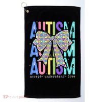 Cute Bow Autism Accept Understand Love Autism Awareness Golf Towel thumb 0