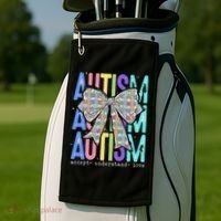 Cute Bow Autism Accept Understand Love Autism Awareness Golf Towel thumb 2