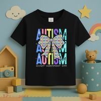 Cute Bow Autism Accept Understand Love Autism Awareness Toddler T-Shirt thumb 3