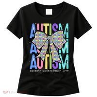 Cute Bow Autism Accept Understand Love Autism Awareness Women's T-Shirt thumb 0