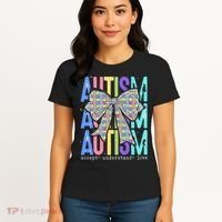 Cute Bow Autism Accept Understand Love Autism Awareness Women's T-Shirt thumb 4