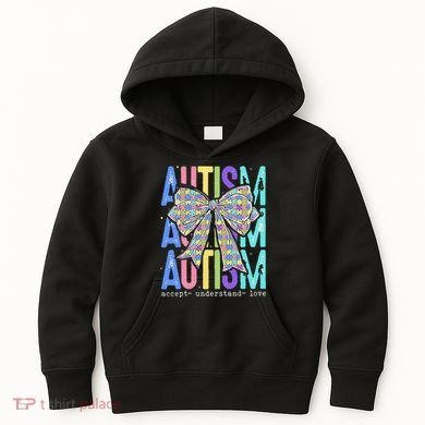 Cute Bow Autism Accept Understand Love Autism Awareness Kids Hoodie