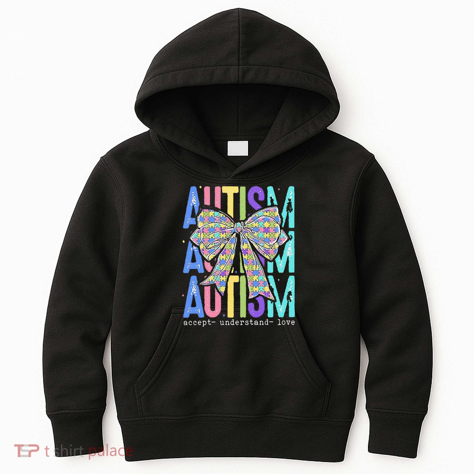 Cute Bow Autism Accept Understand Love Autism Awareness Kids Hoodie