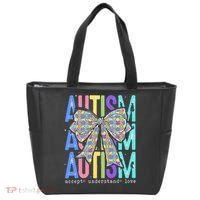 Cute Bow Autism Accept Understand Love Autism Awareness Tote Bag thumb 0