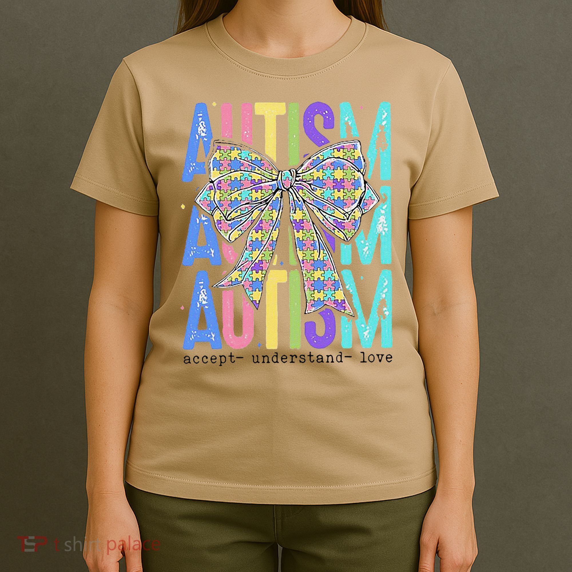 Cute Bow Autism Accept Understand Love Autism Awareness T-Shirt