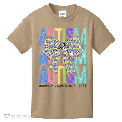 Cute Bow Autism Accept Understand Love Autism Awareness Kids T-Shirt