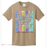 Cute Bow Autism Accept Understand Love Autism Awareness Kids T-Shirt thumb 0