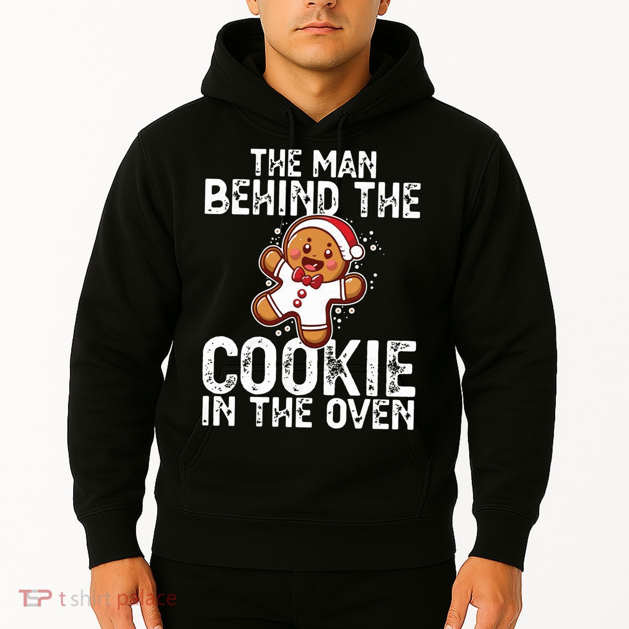 Christmas Baby Announcement Man Behind The Cookie Bump Dad Hoodie