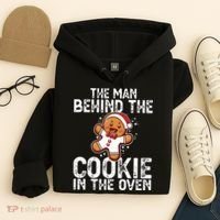 Christmas Baby Announcement Man Behind The Cookie Bump Dad Hoodie thumb 4