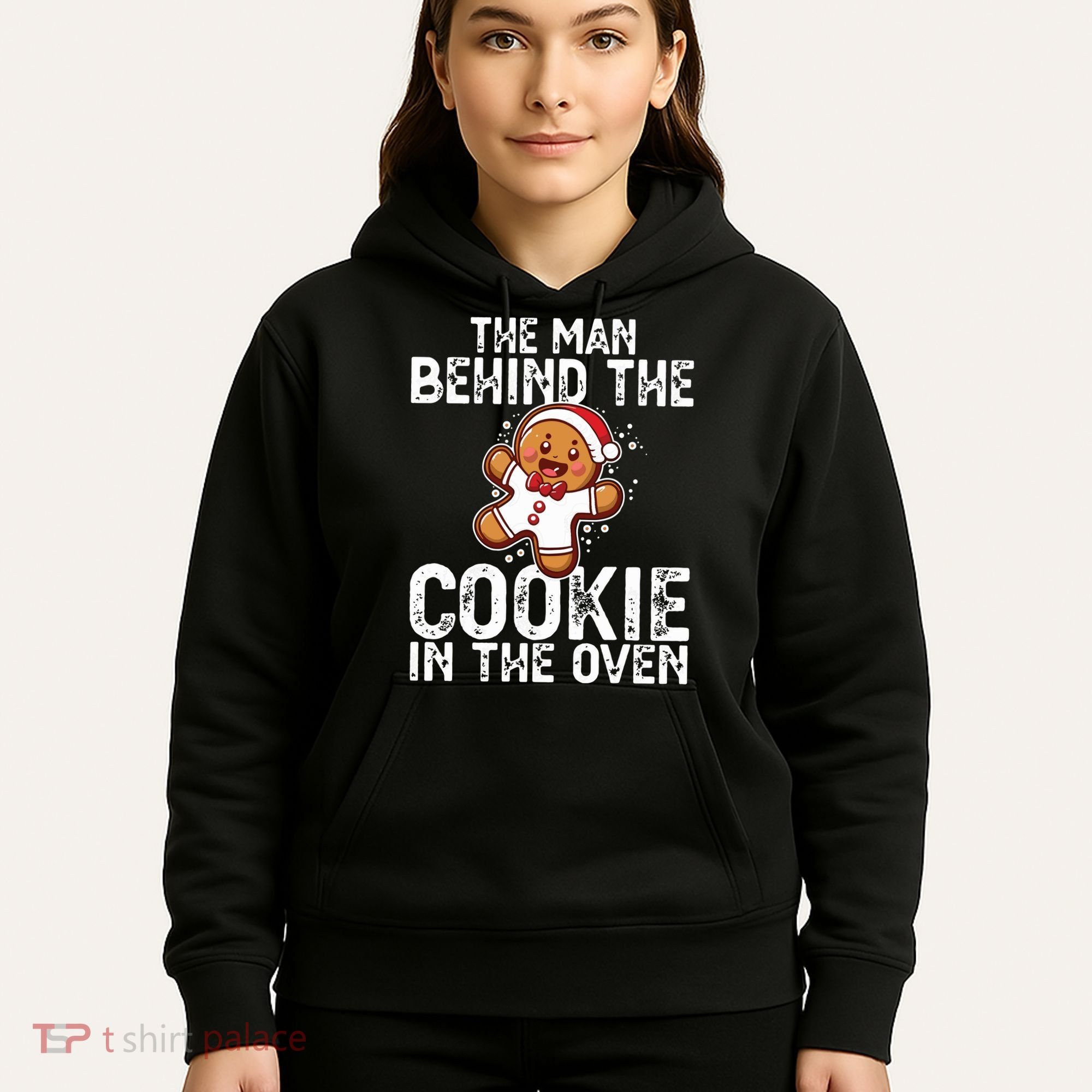 Christmas Baby Announcement Man Behind The Cookie Bump Dad Hoodie