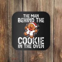 Christmas Baby Announcement Man Behind The Cookie Bump Dad Coaster thumb 0