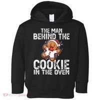 Christmas Baby Announcement Man Behind The Cookie Bump Dad Toddler Hoodie thumb 0
