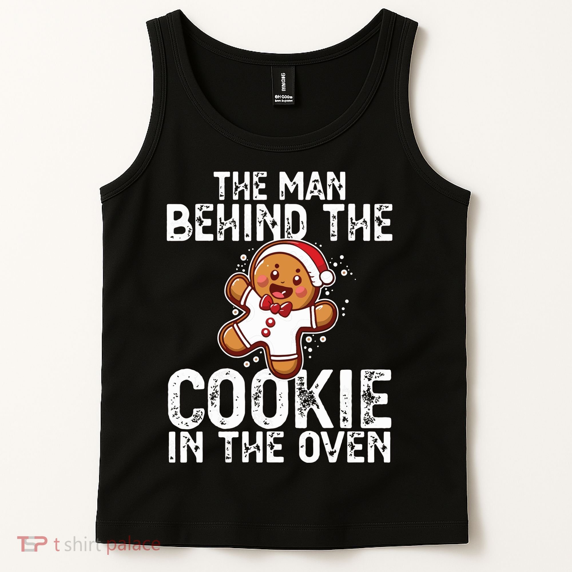 Christmas Baby Announcement Man Behind The Cookie Bump Dad Tank Top