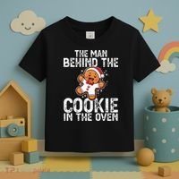 Christmas Baby Announcement Man Behind The Cookie Bump Dad Toddler T-Shirt thumb 3