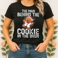 Christmas Baby Announcement Man Behind The Cookie Bump Dad Women's T-Shirt thumb 2