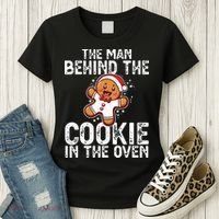 Christmas Baby Announcement Man Behind The Cookie Bump Dad Women's T-Shirt thumb 3