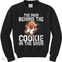 Christmas Baby Announcement Man Behind The Cookie Bump Dad Kids Sweatshirt thumb 0