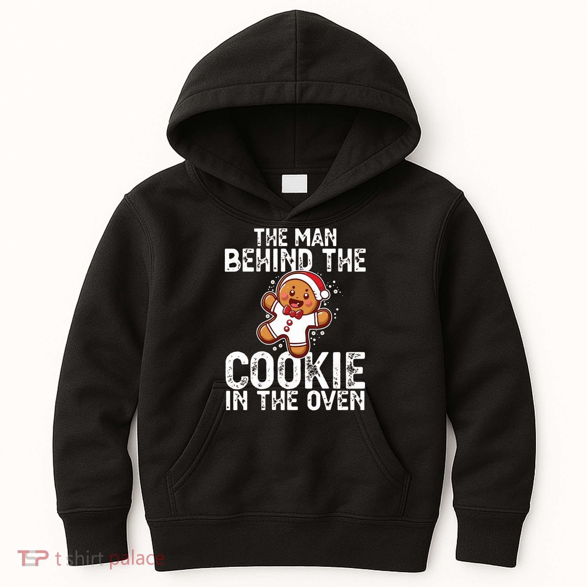Christmas Baby Announcement Man Behind The Cookie Bump Dad Kids Hoodie